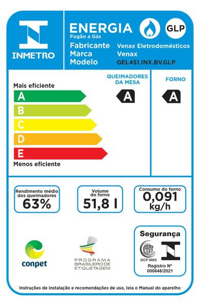 Imagem de Fogao a Gas de Embutir 4 Bocas Venax Gaudi Line Inox