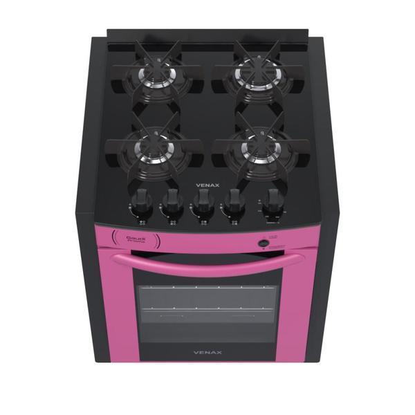 Imagem de Fogao a gas de embutir gaudi prisma vitreo bl 4q pink gas glp