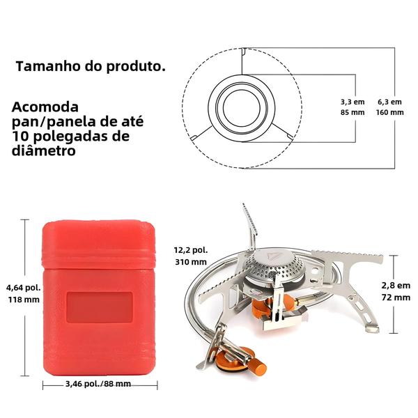 Imagem de Fogão a Gás Portátil para Camping - Queimador Turístico de Alta Potência