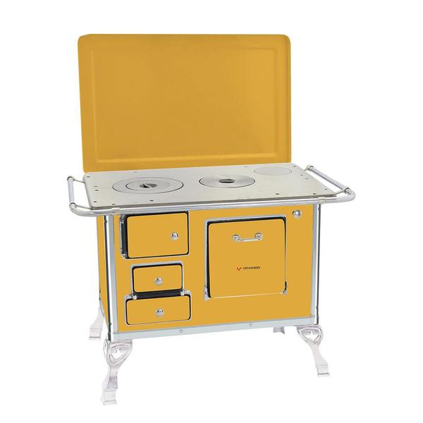 Fogão a Lenha 01 Venâncio Gabinete e Tampa Tradicional Amarelo Imagem de Fogão a Lenha 01 Venâncio Gabinete e Tampa Tradicional Amarelo