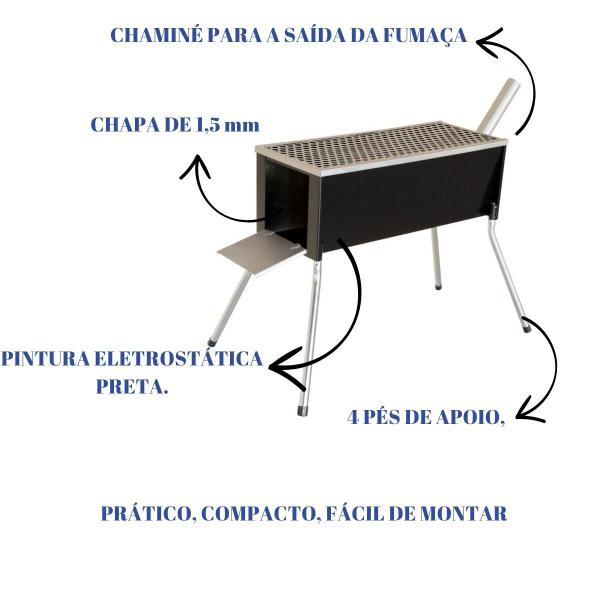 Imagem de Fogão A Lenha 3 Bocas Portátil E Churrasqueira Pop