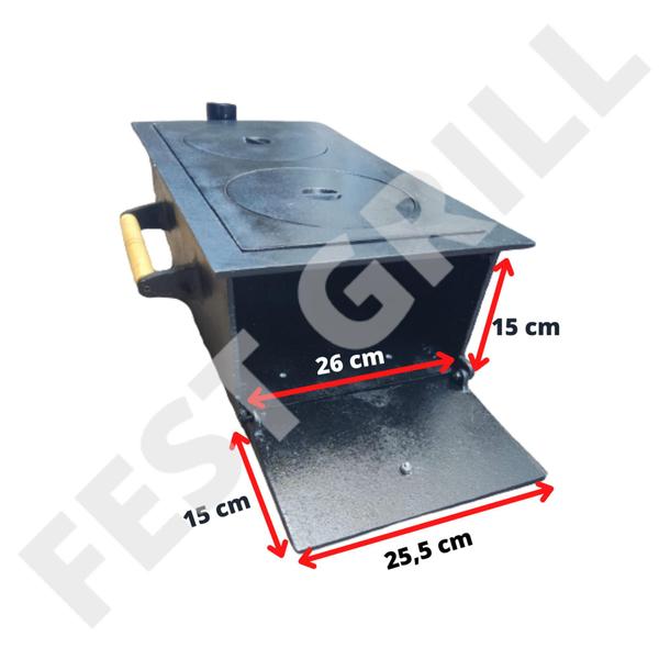 Imagem de Fogão A Lenha Alumínio Fundido Chapa 2 Bocas e Grelha Multiuso