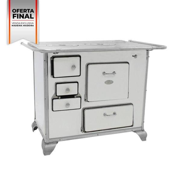 Fogão a Lenha Gabinete N2 Direito com Tampa Chapa em Ferro Fundido Branco - Clarice Eletrodomésticos Imagem de Fogão a Lenha Gabinete N2 Direito com Tampa Chapa em Ferro Fundido Branco