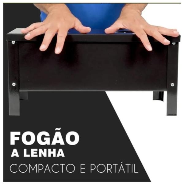 Imagem de Fogão A Lenha Portátil Multiuso Camping Aço Esmaltado