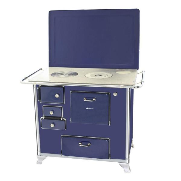 Fogão a Lenha Tradicional 02 Venâncio Gabinete com Tampa Azul Imagem de Fogão a Lenha Tradicional 02 Venâncio Gabinete com Tampa Azul