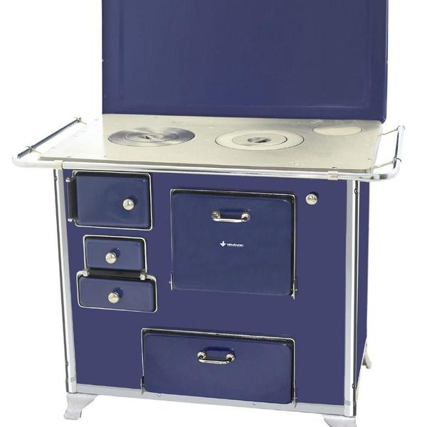 Fogão a Lenha Tradicional 02 Venâncio Gabinete com Tampa Azul Imagem de Fogão a Lenha Tradicional 02 Venâncio Gabinete com Tampa Azul
