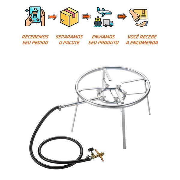 Imagem de Fogão Alta Pressão Camping À Gás Para Disco Arado 6 Bocas