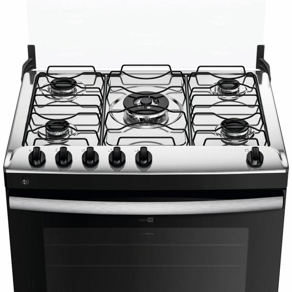 Imagem de Fogão Atlas Agile UP 5 bocas automático mesa de inox Preto Bivolt