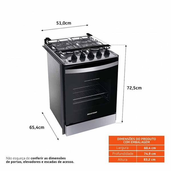 Imagem de Fogão Brastemp 4 Bocas Mesa de Inox BYO4EBRUNA