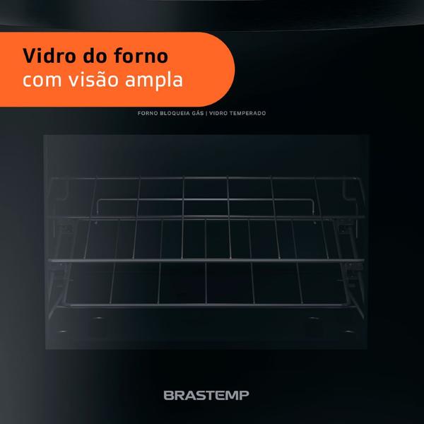 Imagem de Fogão Brastemp 4 Bocas Preto com mesa de vidro e dupla chama  - BFO4XAE