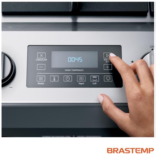 Imagem de Fogão Brastemp 5 Bocas de Embutir Forno Elétrico com Conveccção e Meat Control Inox BYS5CCR