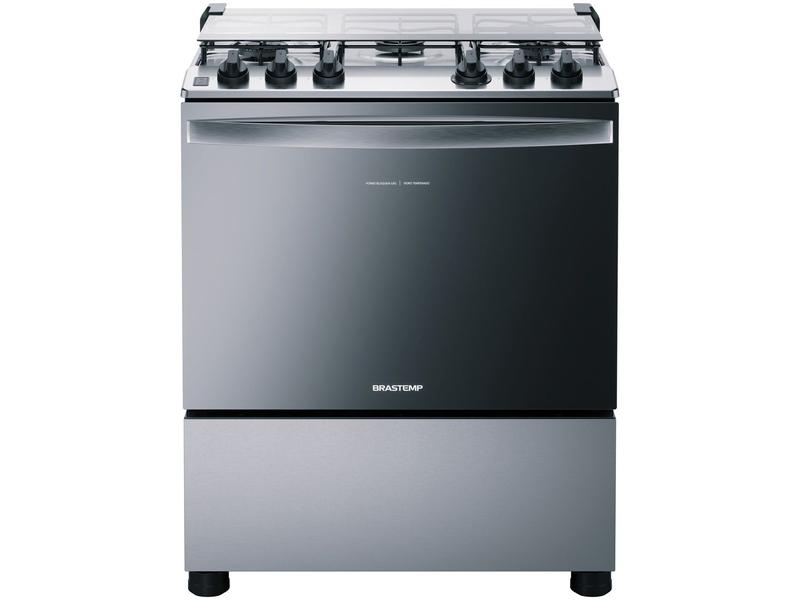 Fogão Brastemp 5 Bocas Inox com Botôes Removíveis - BFS5NCRUNA Bivolt Fogão Brastemp 5 Bocas Inox com Botôes Removíveis - BFS5NCRUNA Bivolt