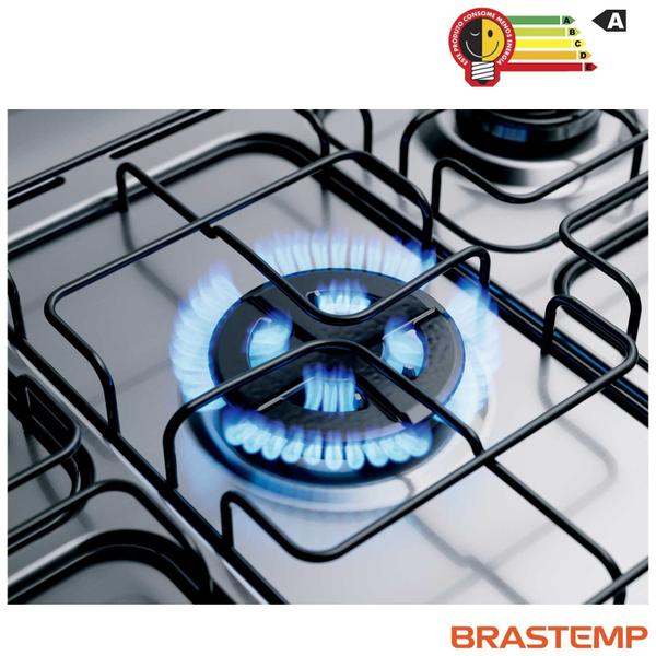 Imagem de Fogão Brastemp 5 Bocas Inox com Turbo Chama, Touch Timer e Autodesligamento - BRBFS5GCR2