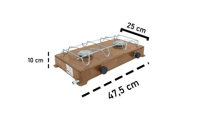 Imagem de Fogão Camper Portátil à gás 2 Bocas de Aço para Cemping