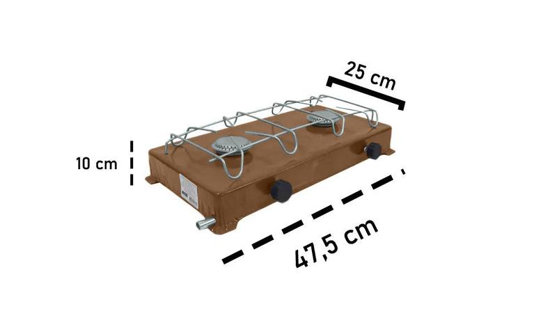 Imagem de Fogão Camper Portátil à gás 2 Bocas de Aço para Cemping