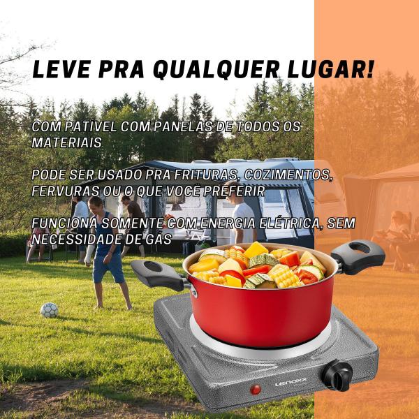 Imagem de Fogão Compacto Pra Cozinhas Pequenas Lenoxx Elétrico 1 Boca Portátil