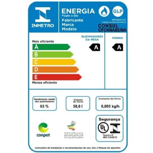 Imagem de Fogão Consul 4 Bocas CFO4NAB  Design Frente Única, Acendimento Automático, Branco, Bivolt