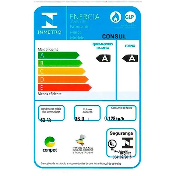 Imagem de Fogão Consul 5 Bocas CFS5VAR  Trempe Ferro Fundido, Mesa de Vidro, Acendimento Automático, Inox, Bivolt