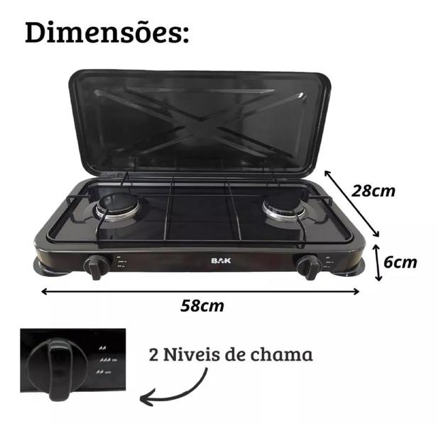 Imagem de Fogão Cooktop 2 Bocas A Gás Camping Portátil fogão Fogareiro