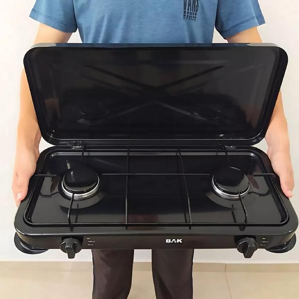 Imagem de Fogão Cooktop 2 Bocas A Gás Camping Portátil fogão Fogareiro