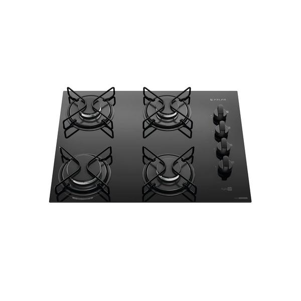 Fogão Cooktop 4 Bocas Mesa Vidro Atlas Agile Up Preto Bivolt