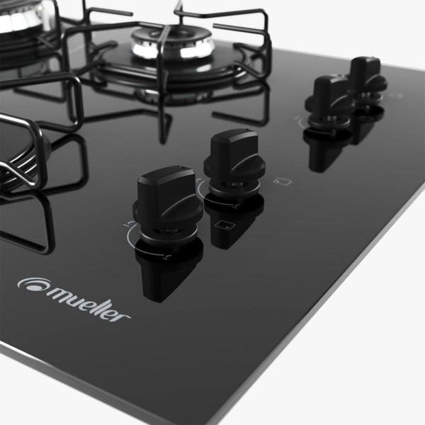 Imagem de Fogão Cooktop 4 Bocas Mueller MCG Tripla Chama - À Gás - Preto - Bivolt - 601270007