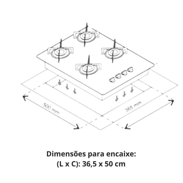 Imagem de Fogão Cooktop 4 Bocas Ultra Chama  - Chamalux