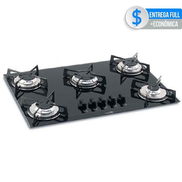 Fogão Cooktop 5 Bocas à Gás Fischer Mesa Vidro Preto Bivolt Fogão Cooktop 5 Bocas à Gás Fischer Mesa Vidro Preto Bivolt
