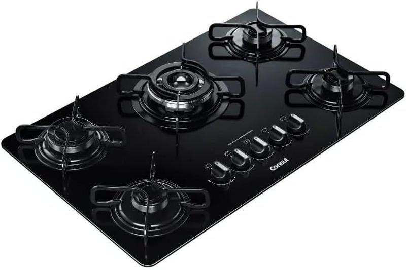 Imagem de Fogão Cooktop 5 Bocas à Gás GLP Consul Vidro Temperado Quadrichama e Acendimento Automático 110V/220V