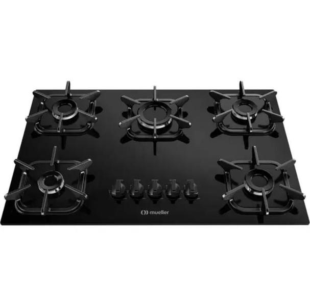 Imagem de Fogão Cooktop 5 Bocas Com Queimador Ultra Chama Vidro Temperado Mueller