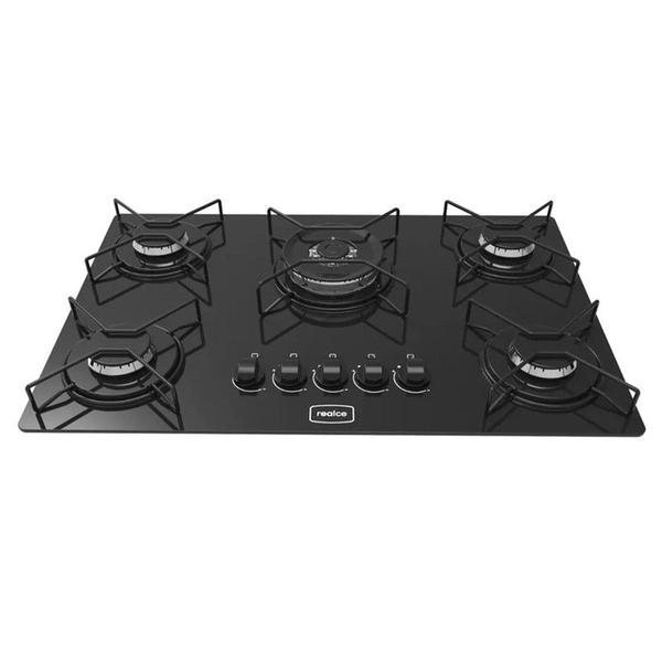 Imagem de Fogão Cooktop 5 Bocas Tripla Chama Realce Preto a Gás