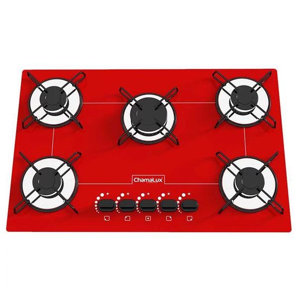 Imagem de Fogão Cooktop 5 Bocas Vermelho + Forno De Eletrico 48 Litros