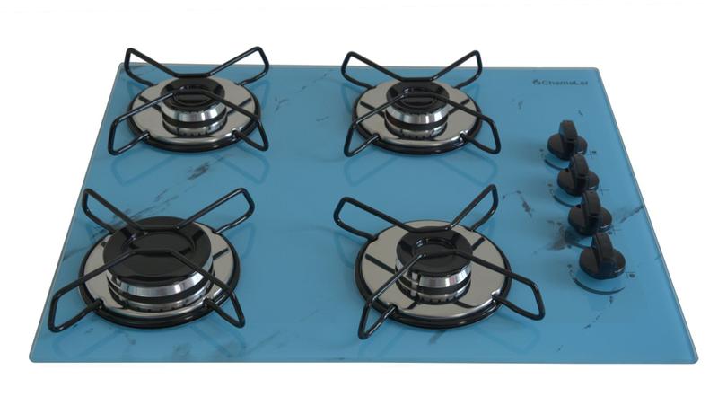 Imagem de Fogão Cooktop À Gás 4 Bocas ChamaLar CO Ultra Chama Vidro Bivolt XP