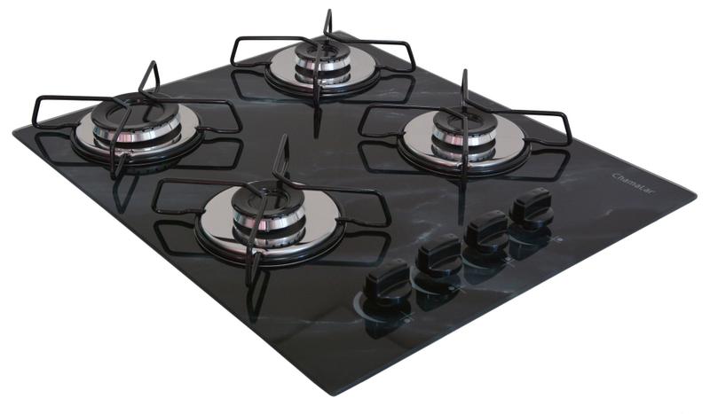 Imagem de Fogão Cooktop À Gás 4 Bocas Chamalar Ultra Chama Vidro Bivolt