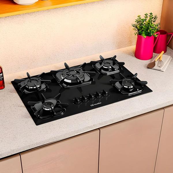 Imagem de Fogão Cooktop á Gás Mueller 5 Bocas Preto, Bivolt