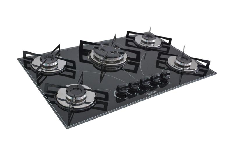 Imagem de Fogão Cooktop Chamalar Premium 5 Bocas Tripla Chama Preto Bivolt GLP