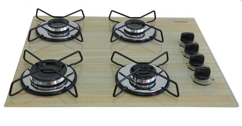 Imagem de Fogão Cooktop Classic 4 Bocas Ultra Chama Amadeirado Claro