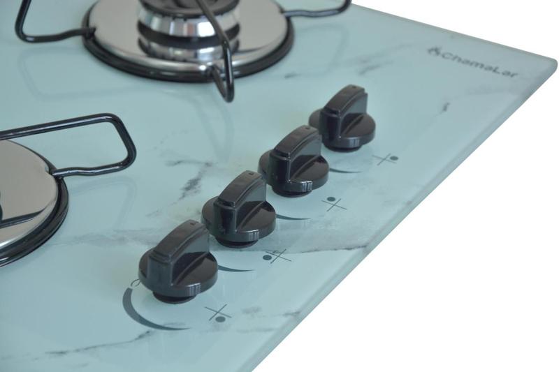 Imagem de Fogão Cooktop Classic 4 Bocas Ultra Chama Marmorizado Branco