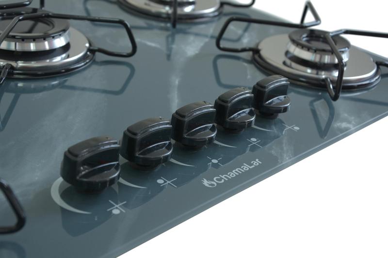 Imagem de Fogão Cooktop Classic 5 Bocas Ultra Chama Marmorizado Cinza