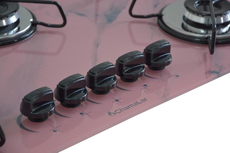 Imagem de Fogão Cooktop Classic 5 Bocas Ultra Chama Marmorizado Rosa