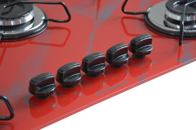 Imagem de Fogão Cooktop Classic 5 Bocas Ultra Chama Marmorizado Vermelho