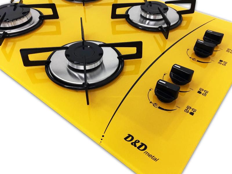 Imagem de Fogão Cooktop D&D 4 Bocas Amarelo Mega Chama A Gás