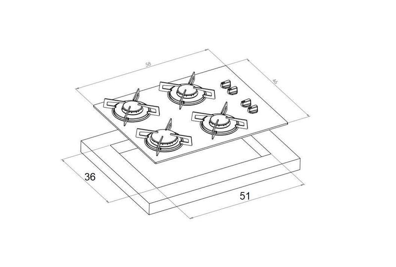 Imagem de Fogão Cooktop D&D 4 Bocas Preto Mega Chama A Gás