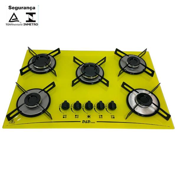 Imagem de Fogão cooktop D&D 5 bocas amarelo a gás