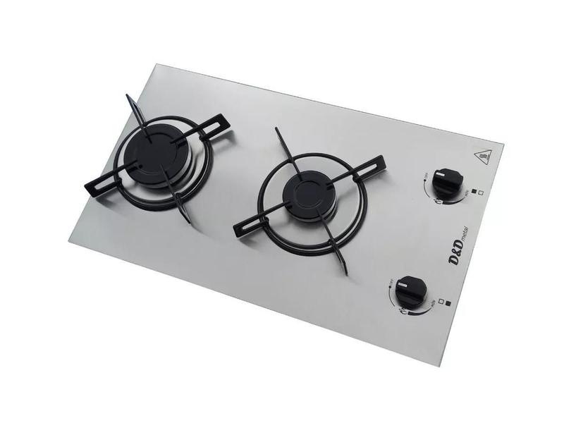 Imagem de Fogão Cooktop D&D A Gás 2 Bocas Com Tampo Inox