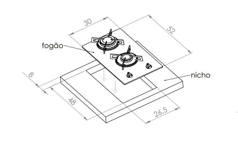 Imagem de Fogão cooktop D&D a gás 2 bocas preto