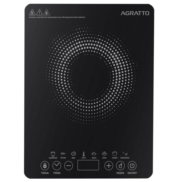 Imagem de Fogão Cooktop de Indução Uma Boca Elétrico Toch Screen Display Digital Timer Agratto Acki01i