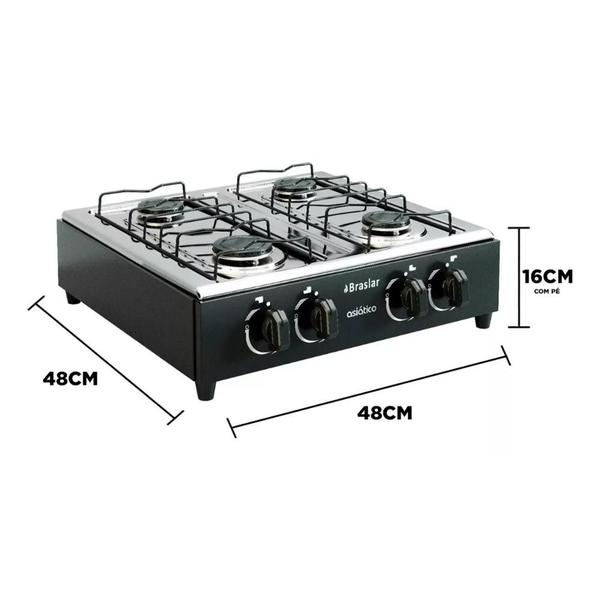 Imagem de Fogão Cooktop De Mesa Preto A Gás 4 Bocas Braslar Bivolt