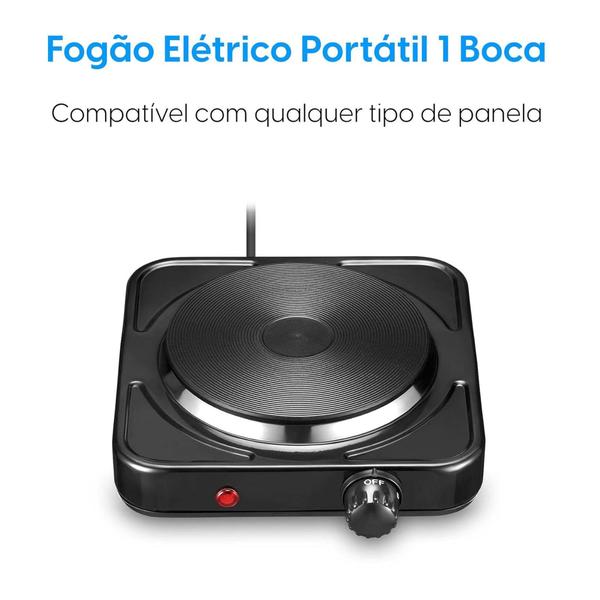 Imagem de Fogão Cooktop Elétrica 5 Temperaturas Preto 127v