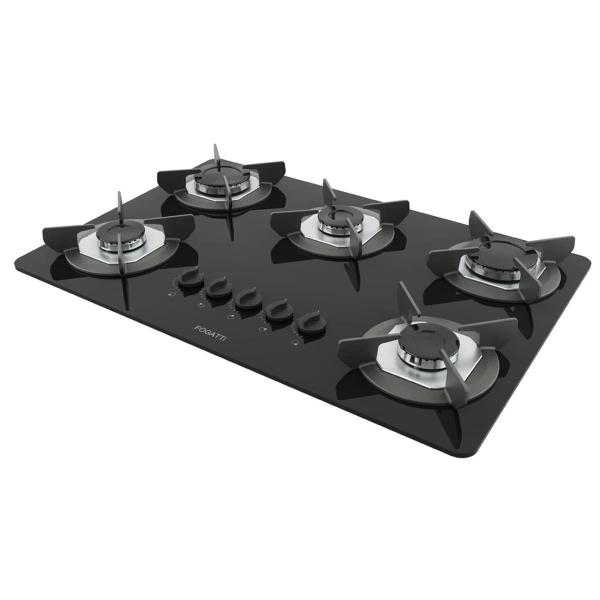 Imagem de Fogão Cooktop Elétrico 5 Bocas Inox Mesa Em Vidro Safe Fogatti